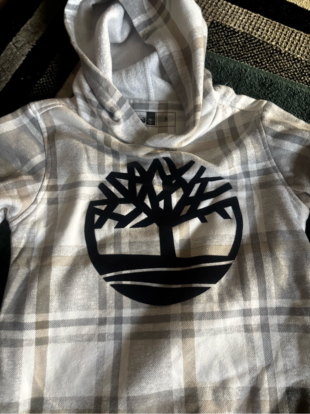Timberland Plaid Flannel Hoodie in Beige and Black